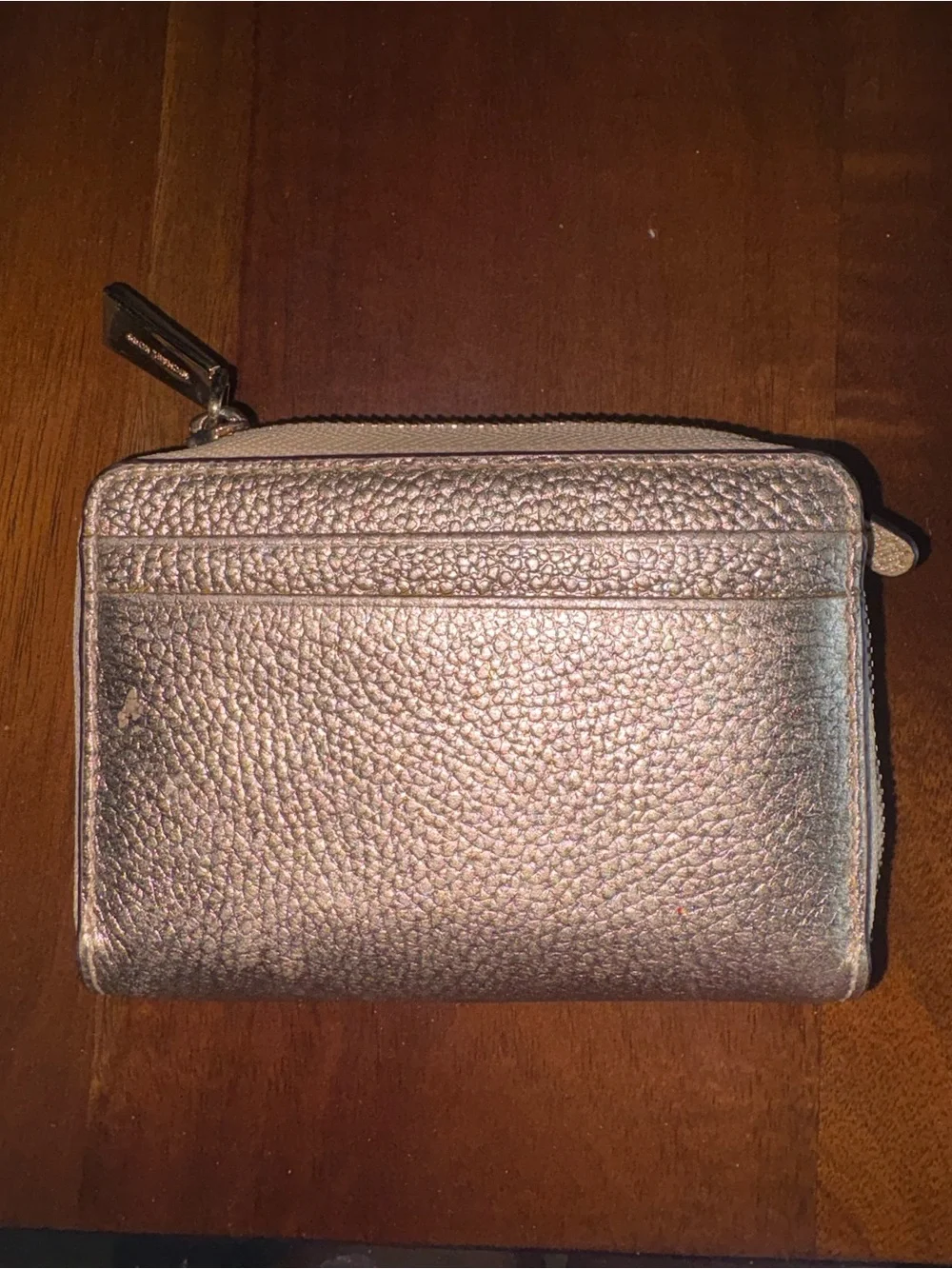 Michael Kors Metallic Rose Gold Pebbled Leather Card Wallet